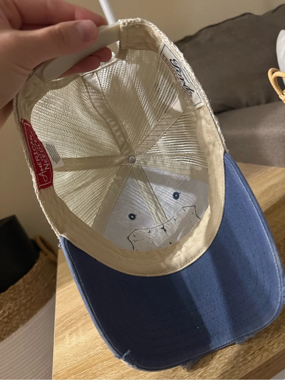 Bronco Trucker Hat in Faded Blue with White Mesh